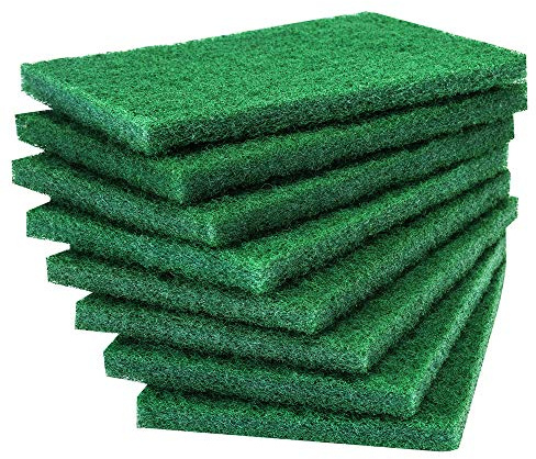8PCS Scouring Pad - Premium Heavy Duty Scrub Pads, Reusable Household Green Dish Scrubber, Multipurpose Scour pad - for Kitchen Scrubber & Metal Grills, 3.9 x 5.9 x 0.36IN