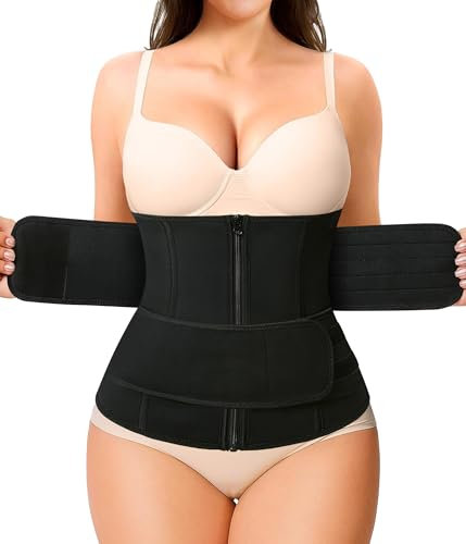 Bafully Unterbrust Korsett Waist Trainer Cincher Sports Taillenformer Bauchweg Gürtel Neoprone Taillenmieder Body Shaper (Schwarz, 3XL)