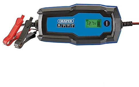 Draper 12V/6V Smart Charger | Battery Maintainer (10A) | Integrated Charging Leads | Trickle Car Battery Charger | Portable Jump Starter | 53491