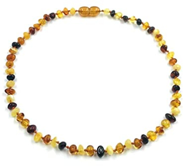 Collana di Ambra Baltica Naturale Certificata - Unisex, 34 cm, Fatta a Mano, Multicolore