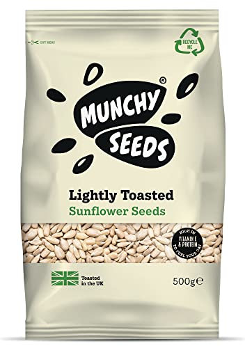 Munchy Seeds Lightly Toasted SUNFLOWER SEEDS, Source of Protein & Gluten Free, Packed w/Sunflower Seeds, Free From Nuts For Allergy Sufferers, Vegan Food for Cereals & Granola 500g, White