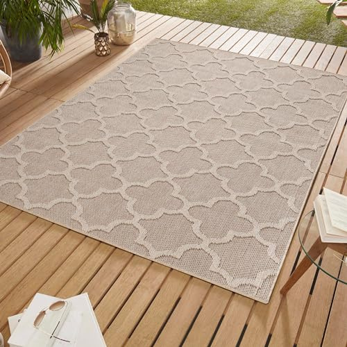 SIMPEX Outdoor Teppich, Skandinavisches Design, Teppich Beige, 160 x 230 cm, Teppich skandinavischen Stil, Küche, Balkon, Terrasse, Garten, Picknick