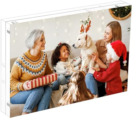 HIIMIEI Acrylic Photo Frame 13x18cm, Magnetic Acrylic Picture Photo Frame | Free Standing Desktop 5x7 inch, Desktop Frameless Photograph Display for Family, Friend