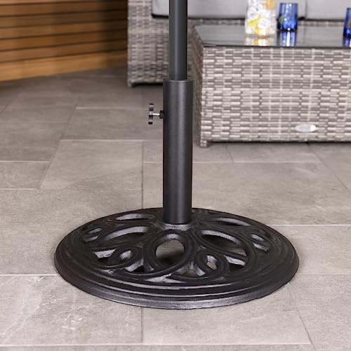 CHARLES BENTLEY 12kg Cast Iron Round Patio Umbrella Parasol Base Stand - Black