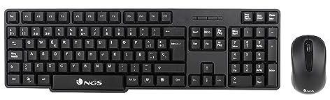 NGS Euphoria Kit Idioma Portugués (QWERTY) - Combo Teclado y Ratón inalámbrico 2.4GHz, clicks silenciosos. Compatible con Mac/Windows/Linux/Android/Tablet/TV. Negro