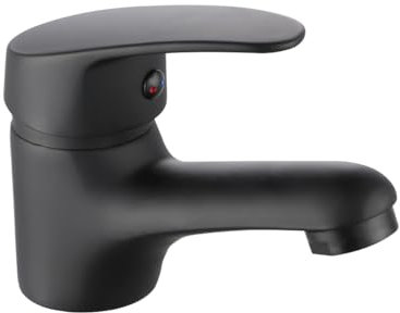 INGUZ | Grifo Lavabo Negro | Monomando Mezclador de Agua Fría y Caliente | Con Aireador, Ahorro de Agua, Fácil Instalación | Grifo Negro Baño | Grifería para Lavabo | Grifo de Lavabo