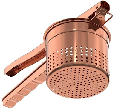 Livilord Large 15oz Potato Ricer, Heavy Duty Stainless Steel Ricer for Mashed Potatoes, Sweet Potato Masher Kitchen Tool with Ergonomic Handle, Press and Mash Kitchen Gadget, Rose Gold