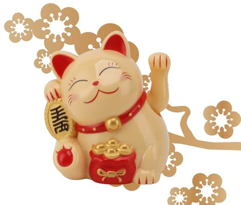 Dpofirs Gatto della Fortuna da 5,5 Pollici, Braccio Oscillante Elettrico, Gatto della Fortuna, Decorazione Feng Shui per Negozi Ristoranti Soggiorno