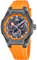 Lotus Uhr für Herren 18946/3 Vortex mit Mondphasenanzeige – Schwarzes Edelstahlgehäuse, Oranges Silikonarmband