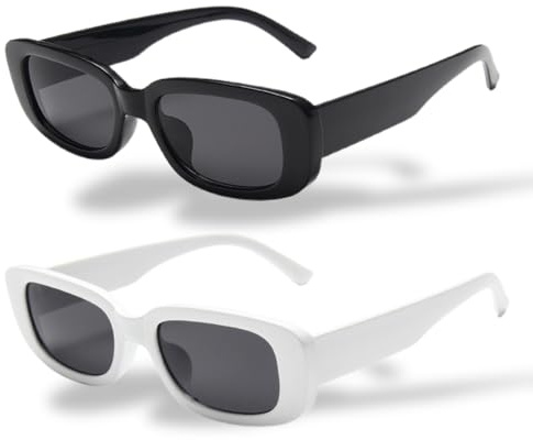 Lot de 2 lunettes de soleil vintage pour femme - Style rétro vintage - Unisexe - Multicolore - Style années 90