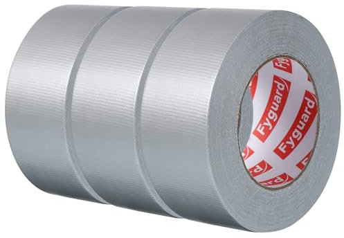 Fyguard 3 Rolle Panzertape Grau, 48mm x 120m Reparaturband 210μ Klebeband Wasserdicht Gewebeband Handreißbar Gafferband Panzertape Silber zum Haushalt Gärten Reparieren Befestigen Bündeln (40m/Rolle)