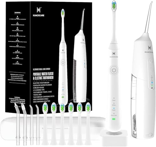 Irrigador Dental y Cepillo de Dientes Eléctrico 2 en 1 – Kit de Limpieza Bucal con Irrigador Portátil y Cepillo Sónico – IPX7, 3 Modos de Agua, 4 Modos de Cepillado para una Higiene Oral Completa