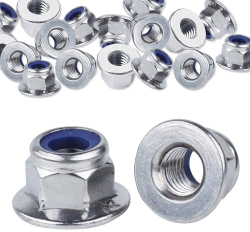 Zovator 35 Stück Sechskantmuttern mit Flansch-selbstsichernd M5 Flanschmuttern DIN 6926 Edelstahl Rostfrei A2 V2A Kontermuttern Befestigungselemente Stopmuttern Regelgewinde Sechskantmuttern