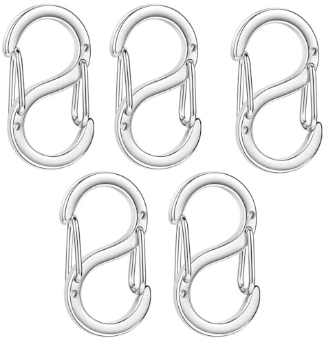 5 pcs chiusure per collane, chiusure per braccialetti, chiusure a moschettone con doppia apertura, accorciatori in acciaio inox, chiusure in metallo, fermagli per collane, fascette (argento)