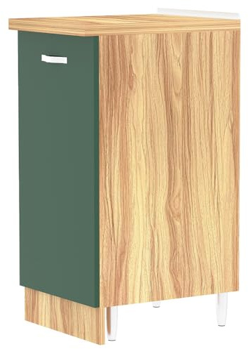 Shally Dogan Mobile Base per Cucina con Anta Singola e Due Scomparti, Mobiletto con Struttura in Legno Robusta e Resistente, Colore Verde, Mobile Componibile Dimensioni 40 x 50 x 85H cm (Anta Singola)