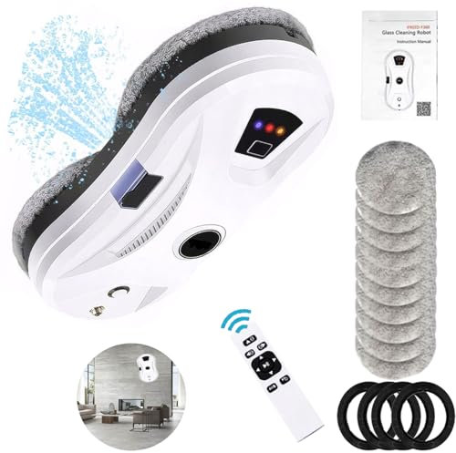 Hooha Fensterputzroboter 5600Pa Elektrischer Fensterreiniger/Marmor&Fliesenwand Reinigungsroboter mit Fernbedienung/Wassertank/Sicherheitssystem Fensterreinigungsroboter Testsieger Sprühfunktion