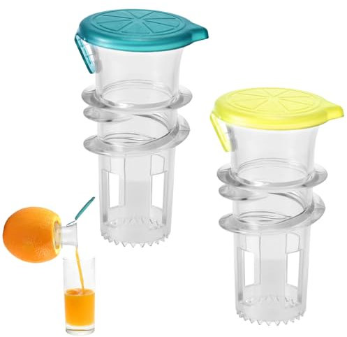 Lyreh 2-Pack Portable Plastic Lemon Squeezers, 2025 New Compact Screw Top Lemon Juicer Manual Citrus Press with Lid Juice Extractor for Drinks Cocktails Kitchen Use