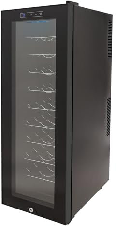 Donened - Weinkühlschrank, 30 Flaschen, 90L, LED Beleuchtung Weinkühler, Touchscreen, Verstärkte Glastür, Freistehend Wine, FridgeTemperaturbereich 12-18°C, 50.5 x 34.5 x 98.5 cm