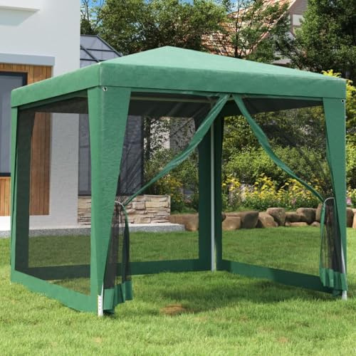 Festtält med 4 nätsidoväggar grön 2,5 x 2,5 m HDPE