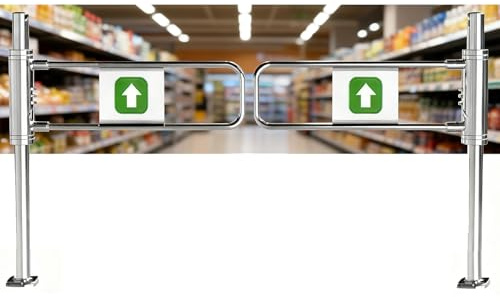 Puerta peatonal de acero inoxidable de un solo giro, entrada manual al supermercado, portal de media altura de cierre automático, duradero y seguro, ideal para zonas de alto tráfico
