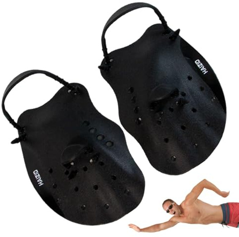 Swimming Paddles - Adjustable Silicone Webbed Swimming Gloves - Adult Portable Equipment with Drainage Holes, Reusable Aid for Training, Exercise