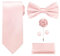 Tie G U Style - Männer Set mit 5 Krawatten in einer Geschenkbox: Krawatten-Sets: Einfarbige Krawatte, Satin-Fliege, Einstecktuch, Revers, Manschettenknopf (A - Pink erröten)
