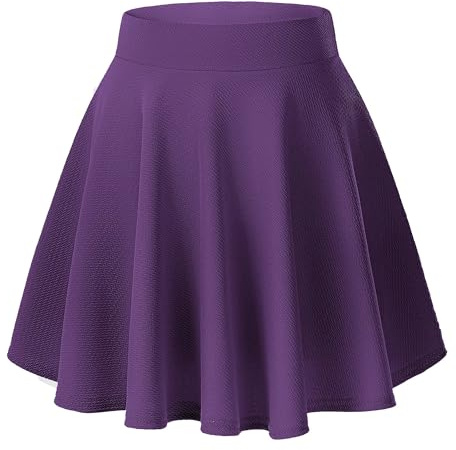 Urban Coco Minifalda Skater básica para Mujer, elástica, Acampanada, Casual, Color Liso, Deep Purple, 40