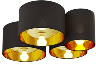 Lindby Deckenlampe Laurenz (Modern) in Schwarz aus Textil (4 flammig, E27) - Deckenleuchte Lampe Wohnzimmerleuchte