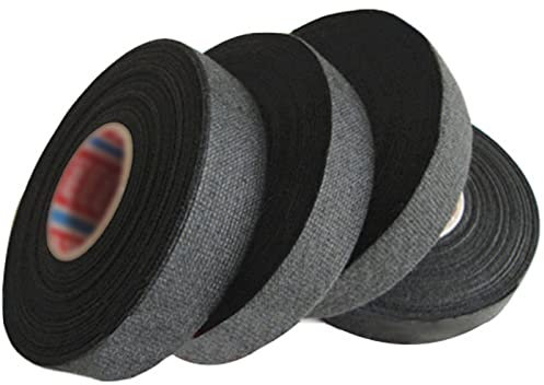 Ruikdly Gewebeband 4 Stück Isolierband Schwarz Klebeband Schwarz Stoffklebeband Klebeband für Auto Kabel für Kabelbäume im Automotive-Bereich und im Motorraum 19 mm x 15 m