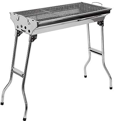 Barbacoa de Carbón Portátil, Parrilla de Acero Inoxidable Plegable, Barbacoa Carbon XXL con Sartén Antiadherente para Jardín, Terraza, Picnic, Camping (73 * 33.5 * 70cm)