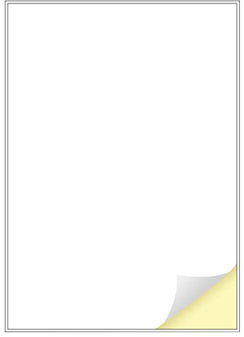 Creavvee 1 étiquette par feuille 25 feuilles A4 imprimables papier autocollant blanc pour imprimantes laser/jet d'encre fabriqué en Europe - Taille des stickers (A4) 297 x 210 mm