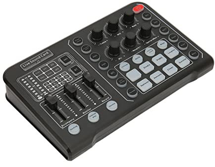 Carte Son en Direct, Table de Mixage Audio Portable Multifonctionnelle, Console de Mixage Sonore DJ à Réduction de Bruit, Carte de Mixage Sonore avec Changeur de Voix, pour Diffusion en Direct, PC, St