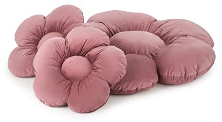 OLIFANT TOYS Flower Set Große Blumenboden Kissen, Plüsch bequemen Sitzkissen, Für Schlafzimmer Wohnzimmer Kinderzimmer, einzigartige Deko, weiche Kuschelkissen, Velours, Rosa, 55 cm 98 cm