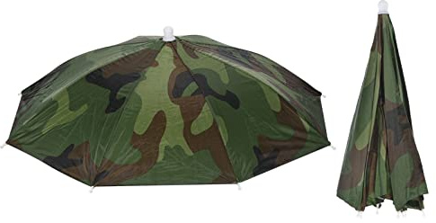 PATIKIL Umbrella Hat, 2 Pack 20 Inch Folding Sun Rain Cap Hands Free Fishing Umbrella Hat for Golf Fishing Camping Outdoor, Camo