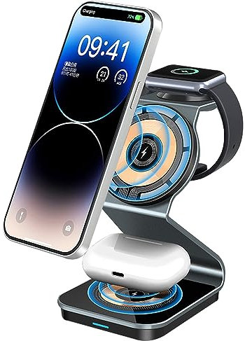 Estación de carga inalámbrica 3 en 1, base de carga inalámbrica rápida de 15 W para iPhone14/13/12/11, base de carga para teléfono y reloj Apple Watch Series, Airpod Pro/3/2
