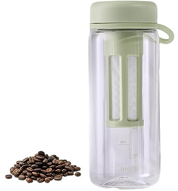 BBTISG Cold Brew Pitcher with Scale, 600ml Leakproof Cold Brew Bottle Portable Iced Coffee and Tea Infuser with Airtight Lid for Iced Tea, Coffee (Light Green)