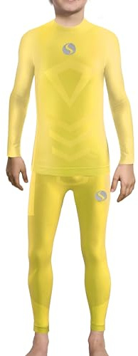 sesto senso Lange Thermo Unterwäsche Kinder Gelb Jungen Sport Bunt Kompressionshose Thermounterhemd 2XS/XS Yellow