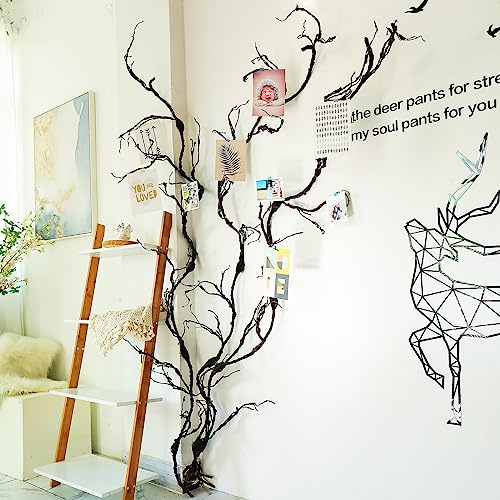 1Pcs 98.4inch Artificial Bendable Tree Branches Moss Plants Twigs Twisted Door Wall Hanging Grape Vine Garland Faux Wood Tree Trunk Cherry Blossom Outdoor Halloween Jungle Wedding Arch Decoration