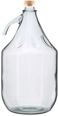 5L Glass Demijohn for Storage Wine Making Cider Home Brewing Fermentation Carboy Fermenter - Reusable - Accessories - Airlock/Cap/Bung/Tube (Demijohn 5L + Screw Top Cap)
