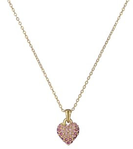 Ted Baker Adorina Crystal Sweetheart Pendant Necklace For Women (Gold/Light Pink Ombre Crystal)
