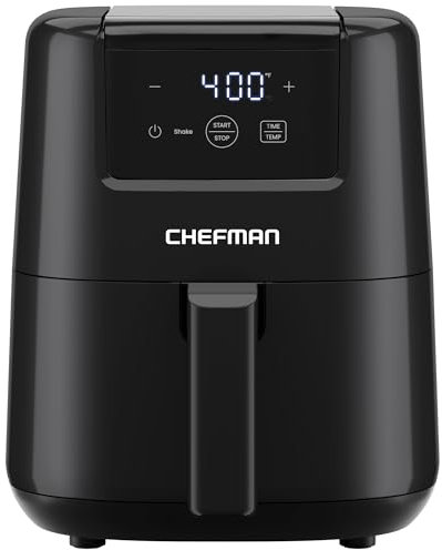 CHEFMAN 2 Qt Mini Air Fryer – Digital Space-Saving Compact Air Fryer with Nonstick and Dishwasher Safe Basket, Quick & Easy Meals in Minutes, Features Digital Timer and Shake Reminder – Black