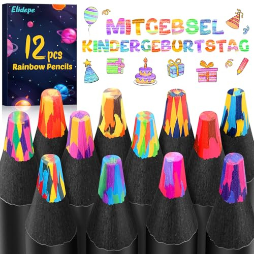 Elidepe Ostergeschenke Kinder, Mitgebsel Kindergeburtstag, Ostern Geschenke Basteln Kinder, 12 Regenbogenstift Buntstifte Stifte, Geschenke für Mädchen 5-12 Jahre