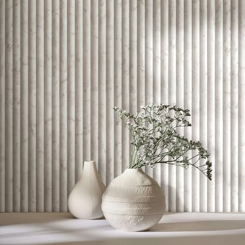 Marburg Tapet, beige, grå, marmorutseende, stentapet, paneler, ränder, klassisk för vardagsrum, sovrum, kök, 10,05 x 0,53