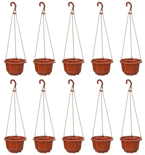 KYUQY 10 vasi sospesi in plastica, vaso da parete da 5,2 pollici con ganci, vasi e supporti per cesti per piante da interno ed esterno