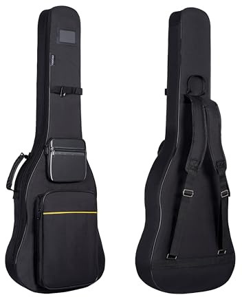 PPOPPO 39 40 Inch Electric Guitar Bag, 0.35 Inch Thick Padding Electric Guitar Case, Waterproof & Shockproof Gig Bag with Multi-Pocket, Adjustable Shoulder Straps & Neck Strap​, Black