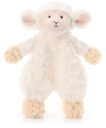 Apricot Lamb Flower Lamb Cute Comforter Plush Security Blanket for Baby Boy and Girl, Cuddly Lovey for Infant and Toddlers, White 10 Inches