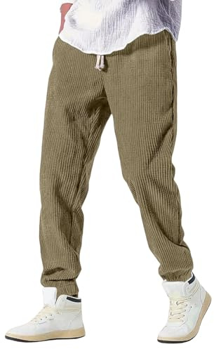 Generico Kirakuco Pantaloni Giapponesi Uomo Pantaloni di Velluto a Coste Largo Taglio Dritto Modello con Vita Elasticizzata e Cordino Baggy Elasticizzati Casual Taglie Forti Pantalone