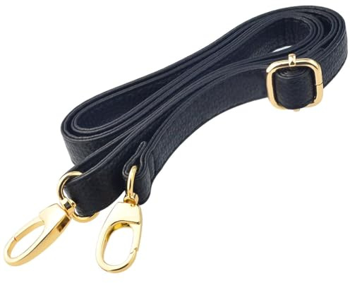 lyy-biuty Leather Shoulder Straps Universal Bag Straps Replacement Black Adjustable Leather Messenger Bag Strap with Metal Hooks for Handbag Handle DIY Purse Making