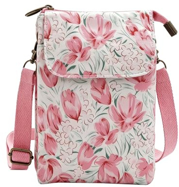 Uwiyo Petit Sac Bandoulière pour Femme, Petit Sacoche Telephone Portable Femmes en Toile Petit Sac Bandouliere Pochette Telephone Portable avec Sangle Réglable pour Shopping, Voyages