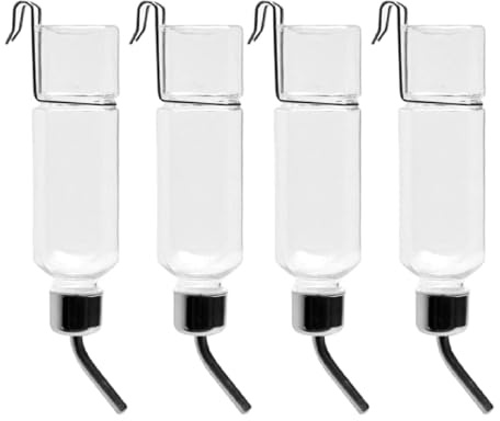 Eleage Paquete de 4 Botellas de Agua Transparentes sin Goteo de 350 Ml, Dispensador de Agua para Mascotas Roedores, Suministros para Animales Pequeños para Cobayas, (Tamaño Grande)